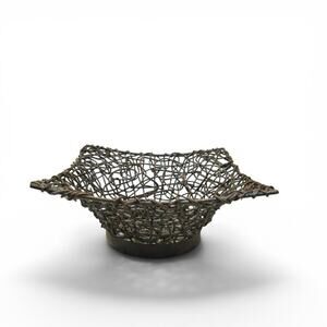 Square Woven Bentwood Wicker Basket Bread Fruit Countertop Coffee table Decor